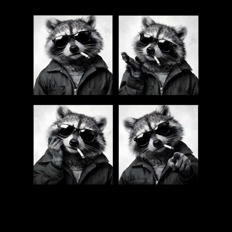 Waschbär Noir Vierfach: Sonnenbrille Zigarette