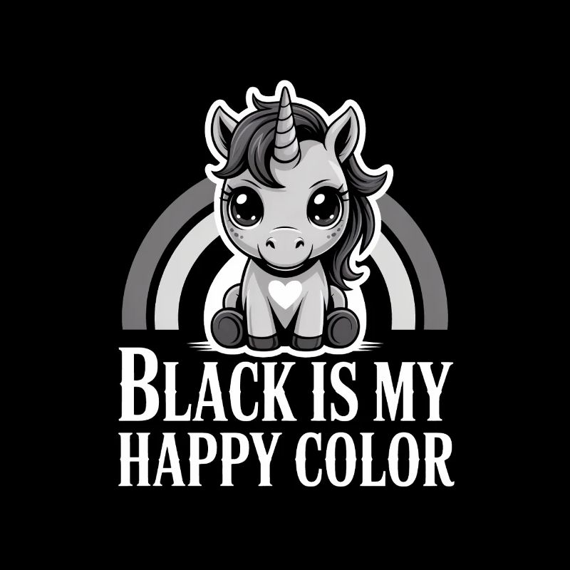 Le noir est ma licorne de couleur joyeuse