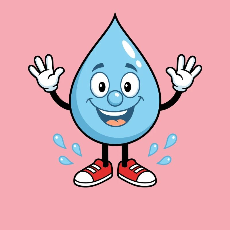 Fröhlicher Wassertropfen mit Sneakers