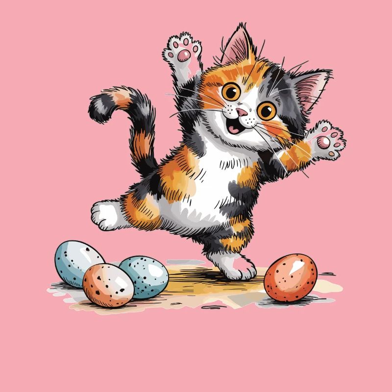Cats Easter T-Shirt – Cat with Easter Eggs