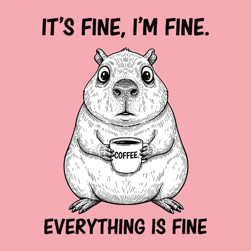 Its Fine Im Fine Kaffee Capybara Humor