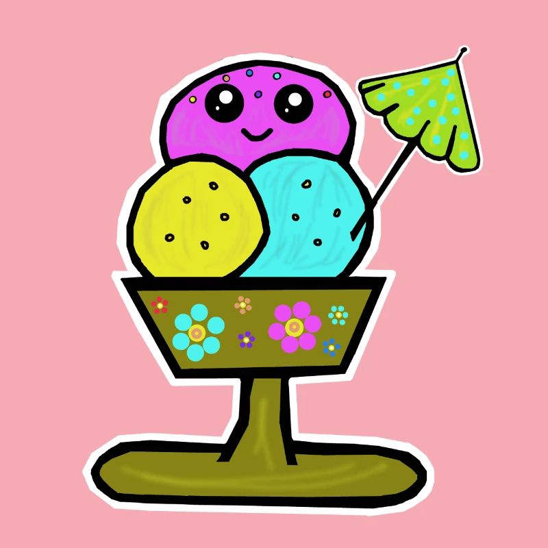 Glace colorée Sundae Glace Glace Glace