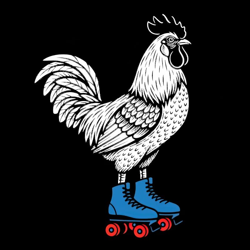 Hahn auf Rollschuhen