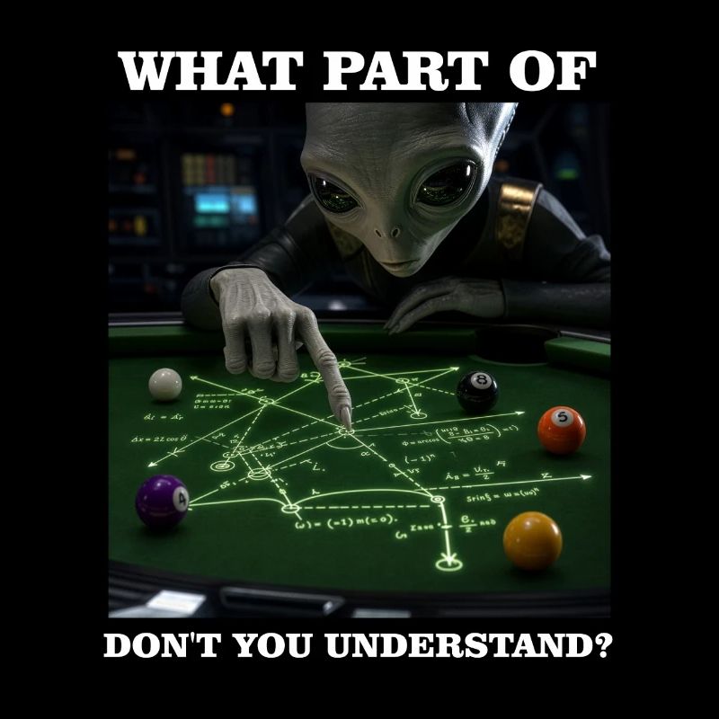 Billard-Physik-Alien-Nerd-Billardspieler