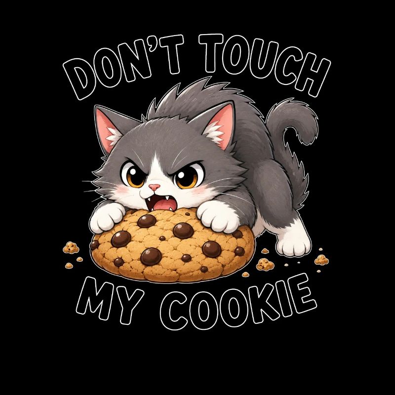 Chat mignon dessin animé Cookie Snacking Dicton
