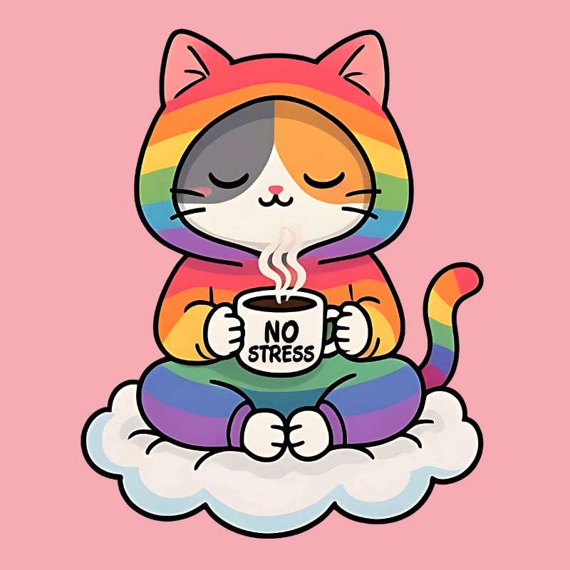 Rainbow Cat on a Cloud