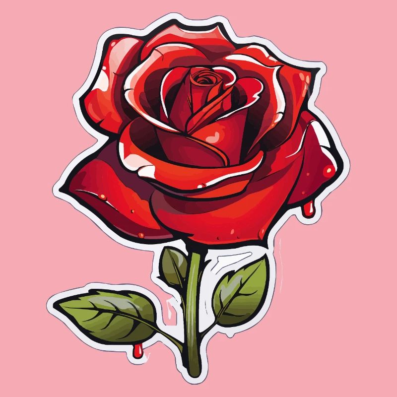 Rote Rose im Comics-Stil