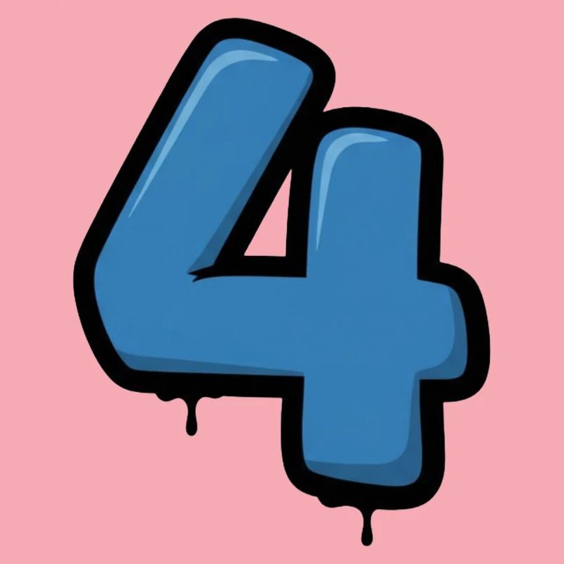 Graffiti Blue 4 Number Design
