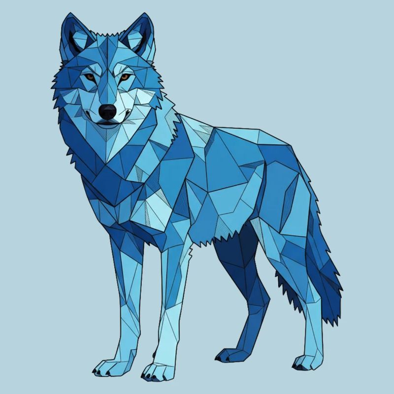 Blue polygon wolf