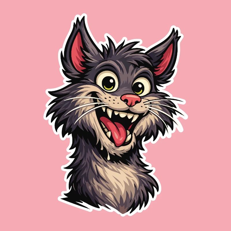Fröhliches Bild einer lächelnden Cartoon-Katze
