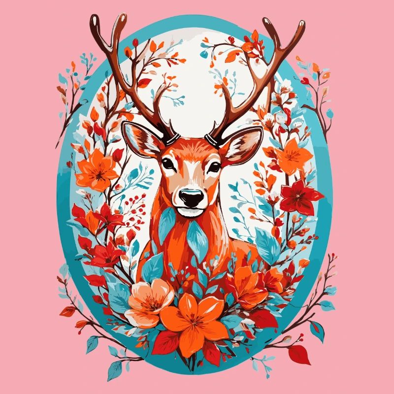 Cerf avec des fleurs
