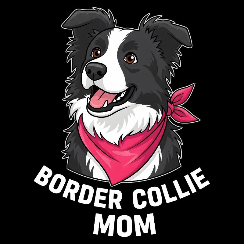Border Collie Mom mit pinkem Halstuch