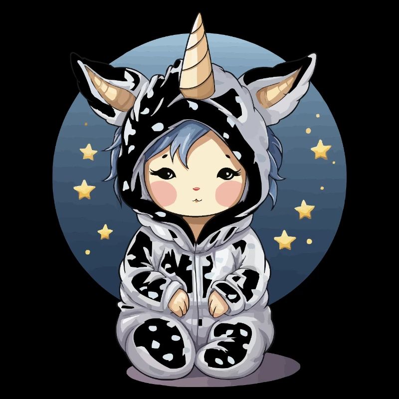 Kuhicorn Cuddly Figure in Starry Night Pullover Hoodie