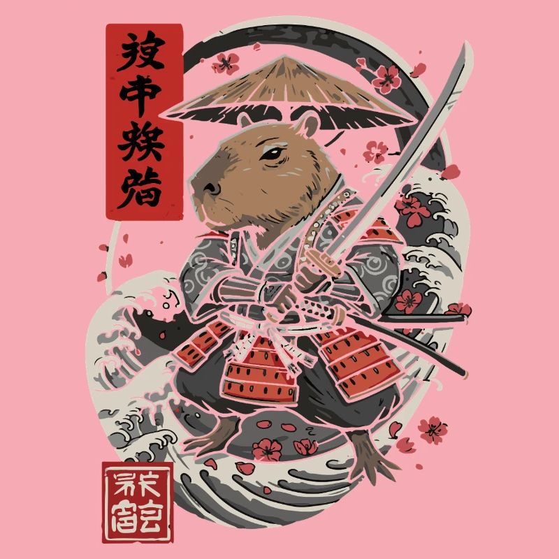 Samouraï Capybara Combat Illustration