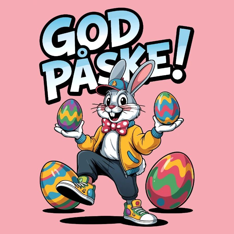 Easter bunny with colorful eggs