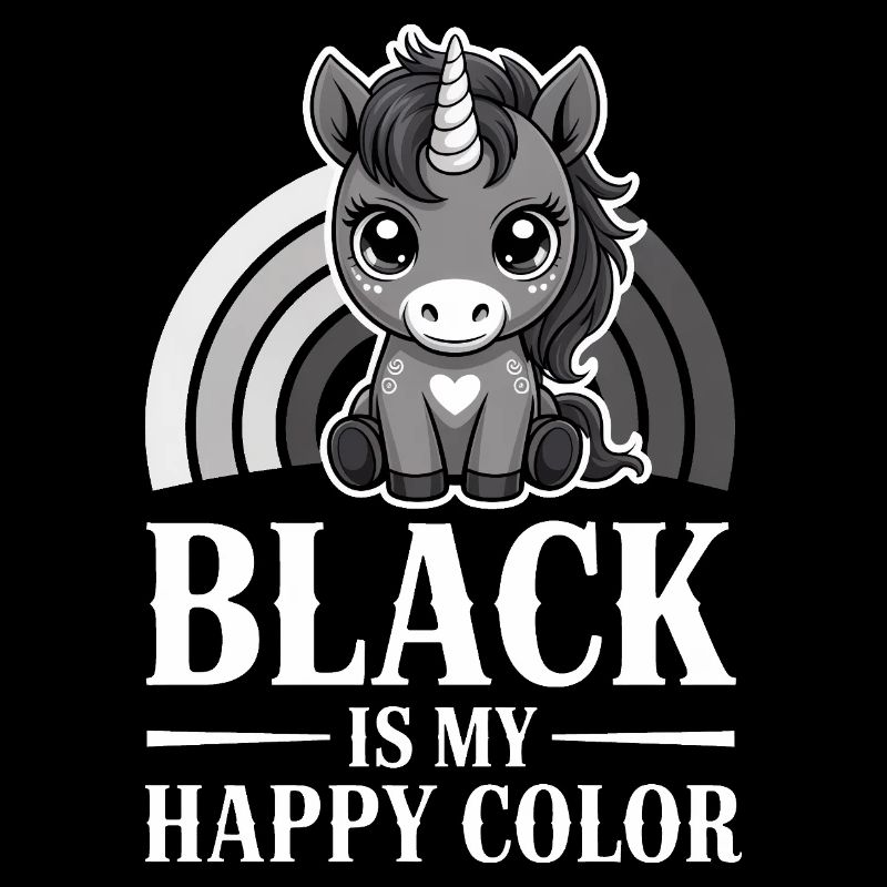 Le noir est ma licorne de couleur joyeuse