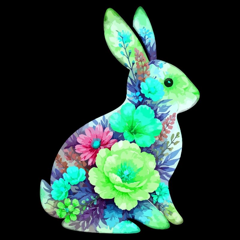 Bunny Watercolor Flowers Easter