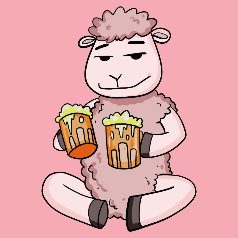Schaf mit Biergläser Bier Saufen Alkohol