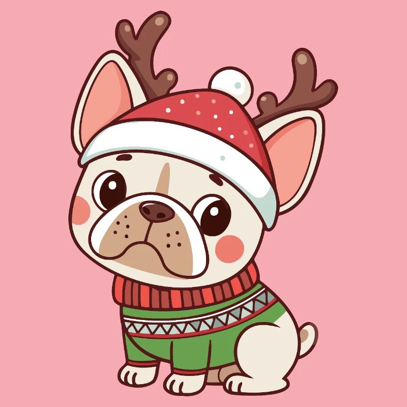 Chiot Noël Bonnet et Pull Vert