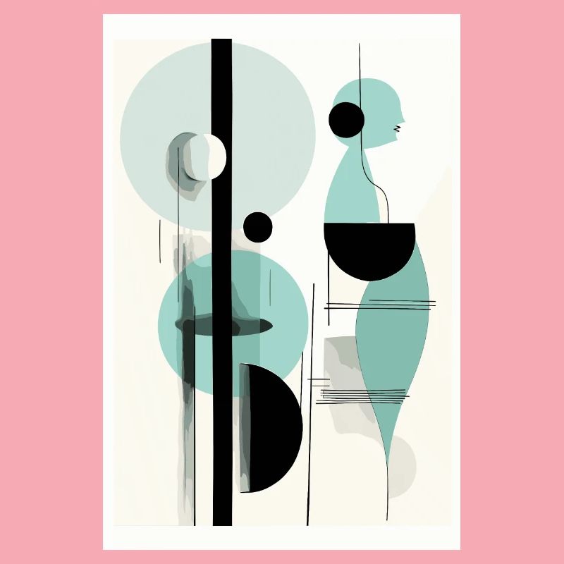 Abstract Geometry in Teal Black