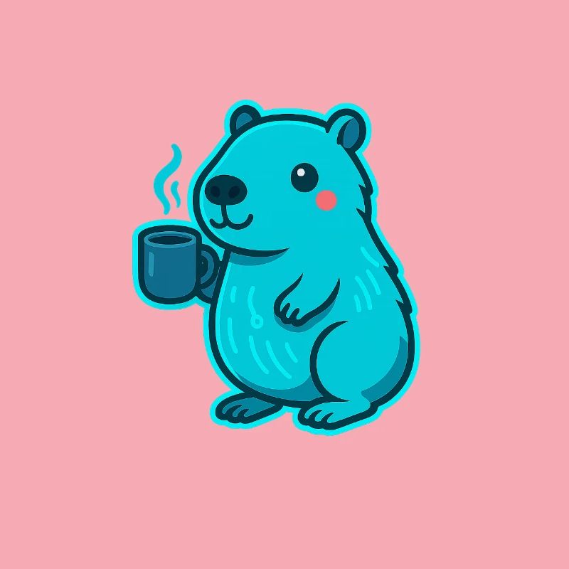 Capybara bleu avec café
