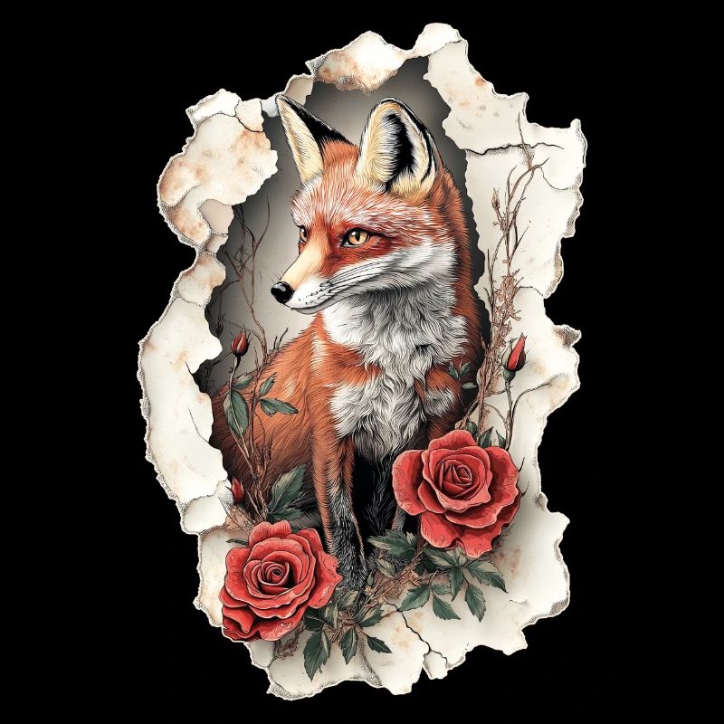 Renard avec des fleurs