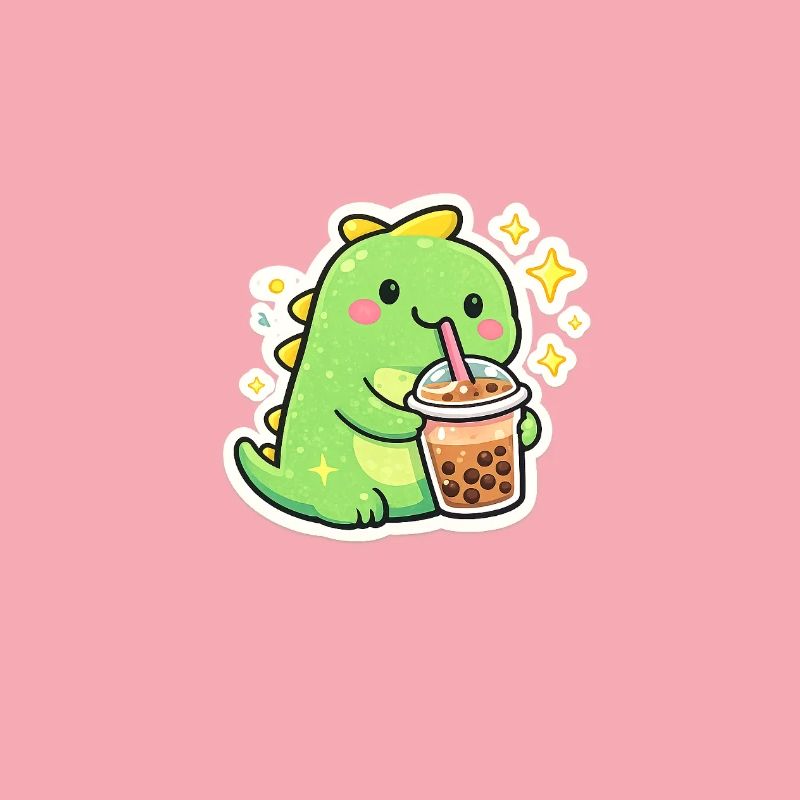 Süßer Dino mit Bubble Tea