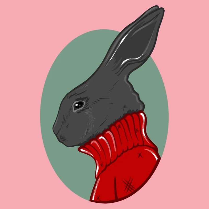 Hase mit rotem Pullover