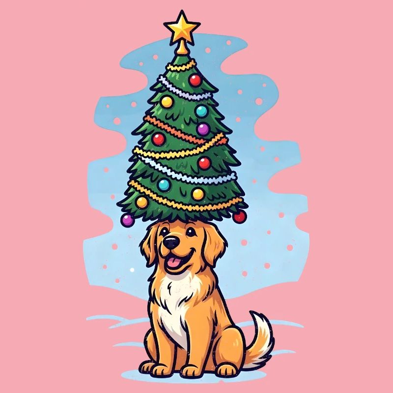 Hund mit Weihnachtsbaum Design