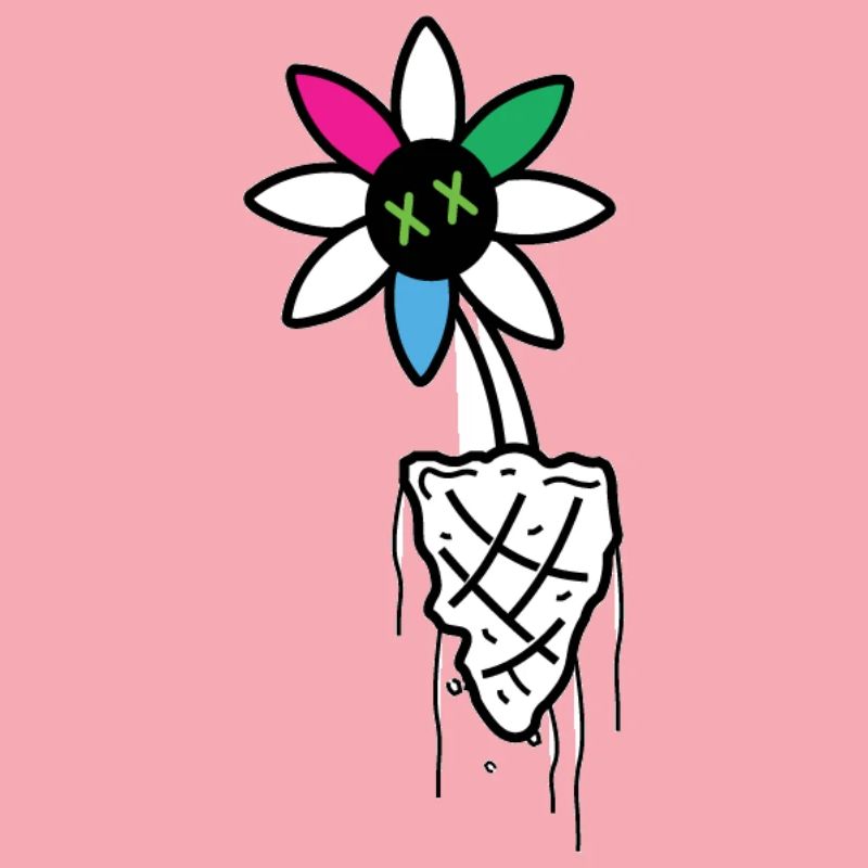 Illustration de crâne de fleur vive
