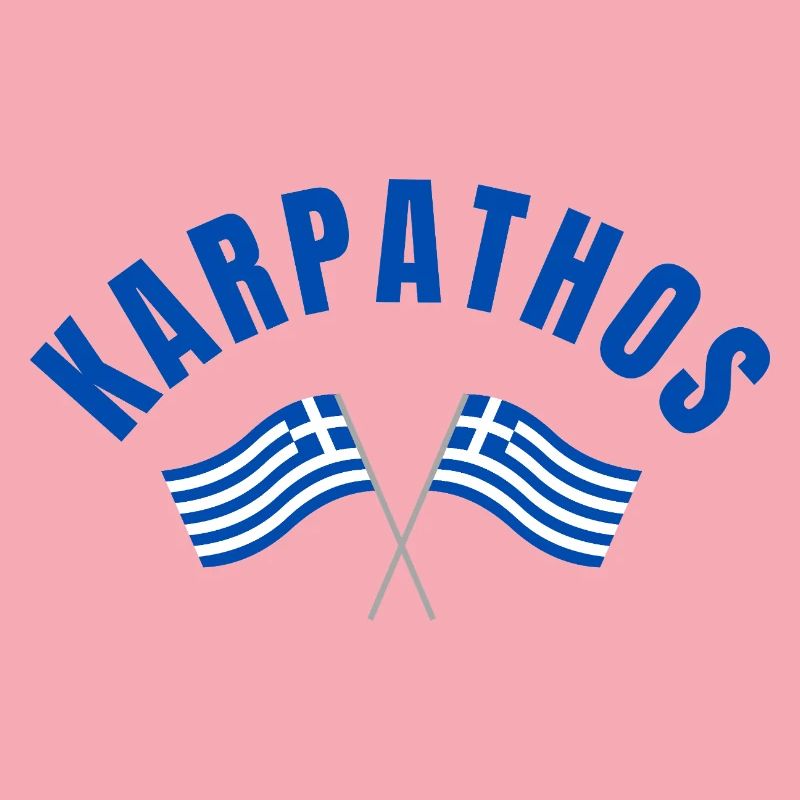 Karpathos avec drapeaux grecs croisés