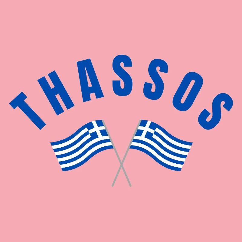Thassos Drapeaux Grecs Croisés