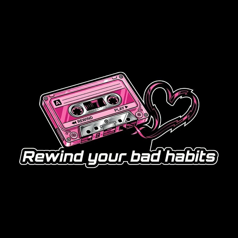Rewind Your Bad Habits Cassette Coeur Rebelle