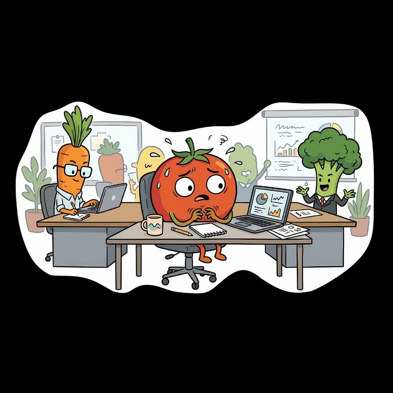Tomate stressée – Légumes de bureau
