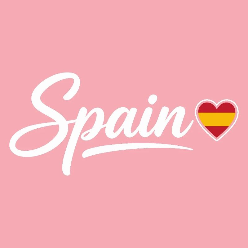 Spain Script with Heart Flag Patriotic