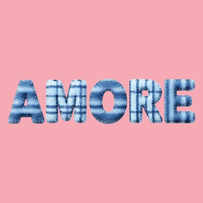 Amore Eisblau Schriftzug Patchwork Trend