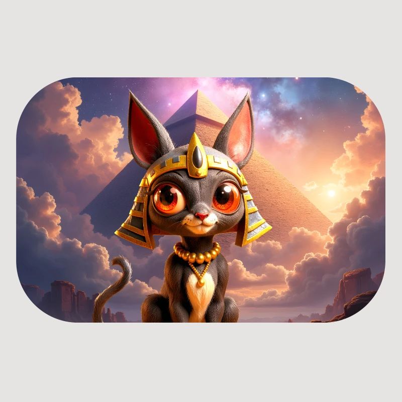 Pharao-Katze vor der Pyramide