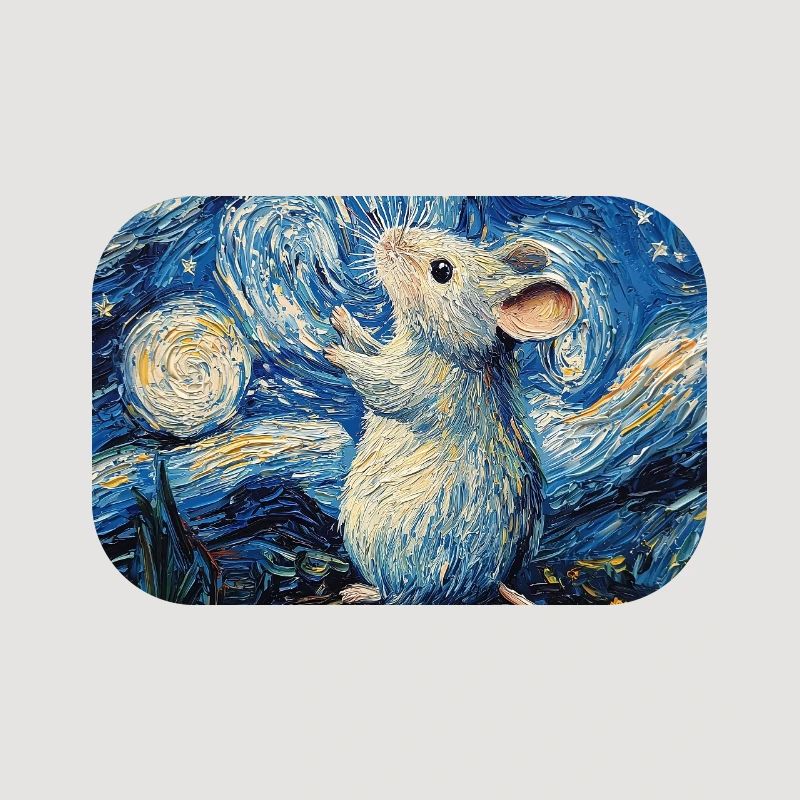 Mouse Eats Cheese Van Gogh Style Starry Night