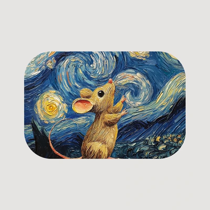 Mouse Eats Cheese Van Gogh Style Starry Night
