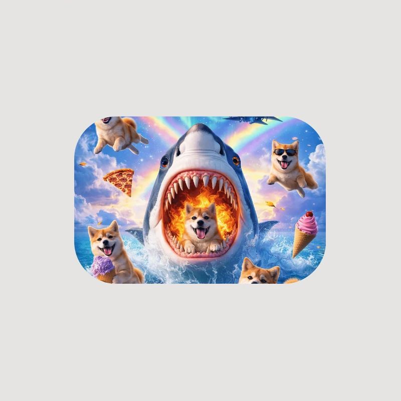 Requin avec pizza et chiens de l’espace
