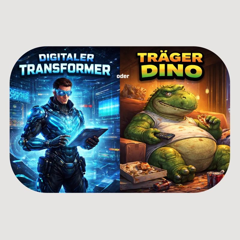 Digitaler Tech-Kämpfer oder träger Dino