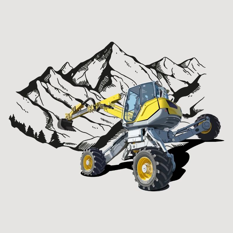 Excavator, walking excavator for difficult terrain