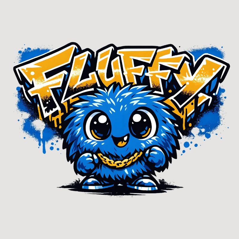 Fluffy Graffiti Blaues Maskottchen