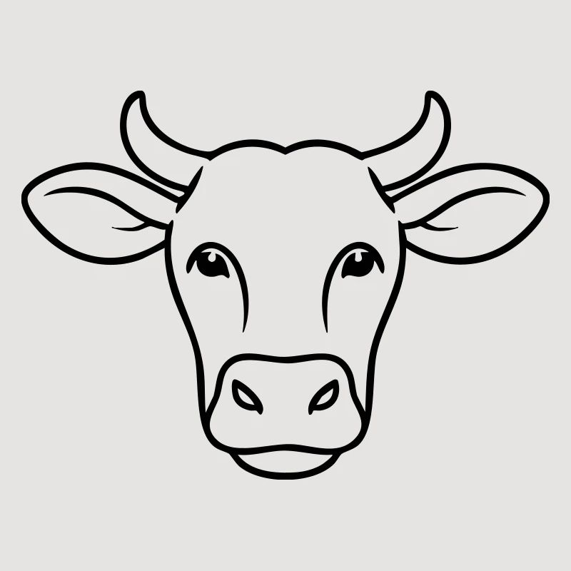 Kuh Kopf Line Art Minimal