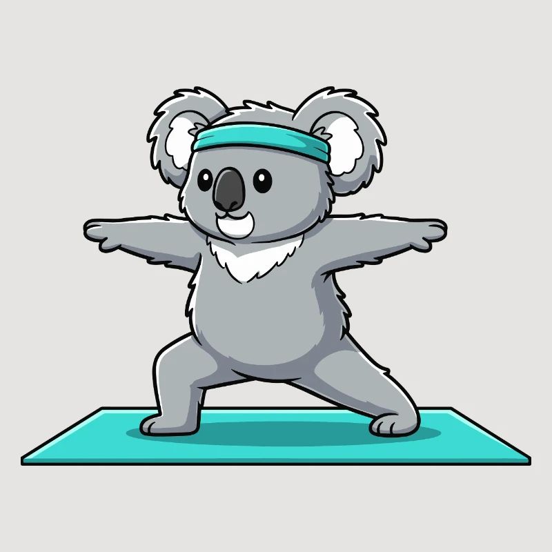 Yoga Koala Bear Doing Warrior Pose