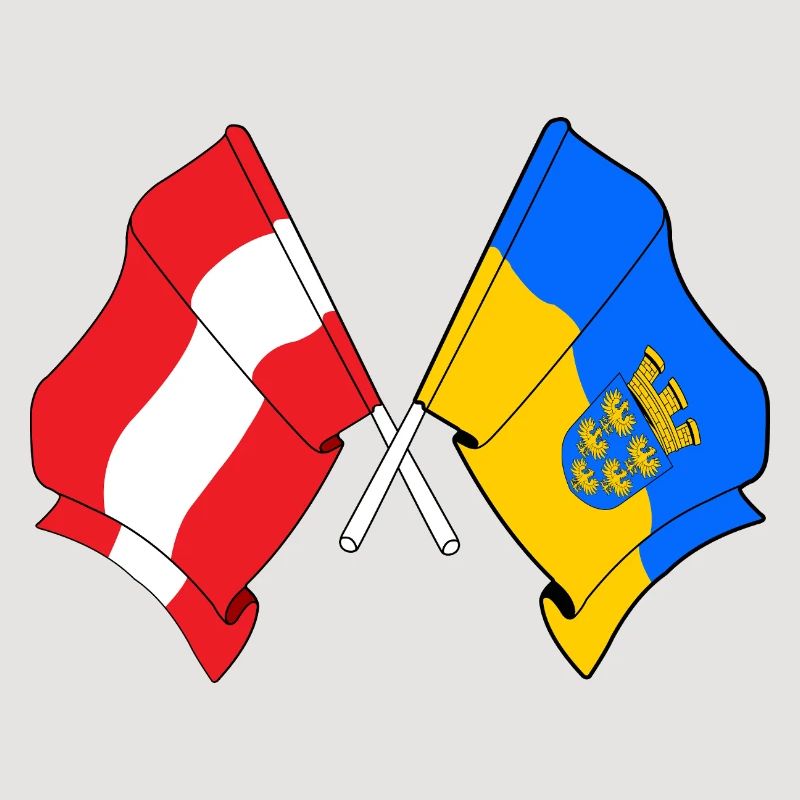 Austria & Lower Austria Crossed Flags