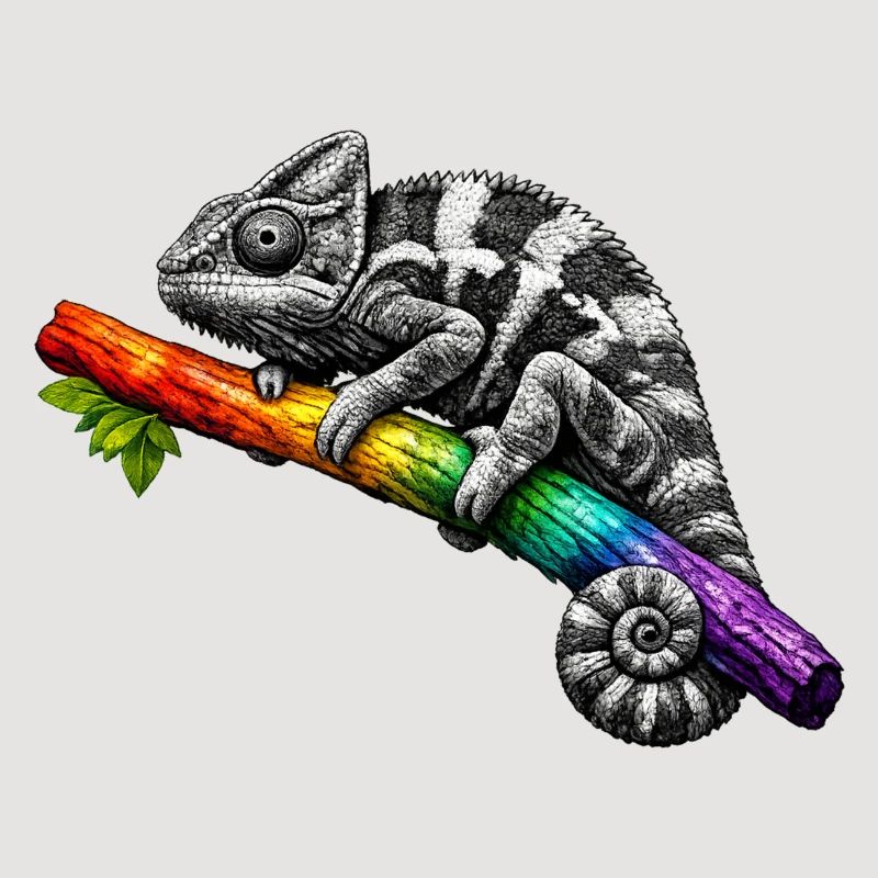 Rainbow Chameleon on Branch