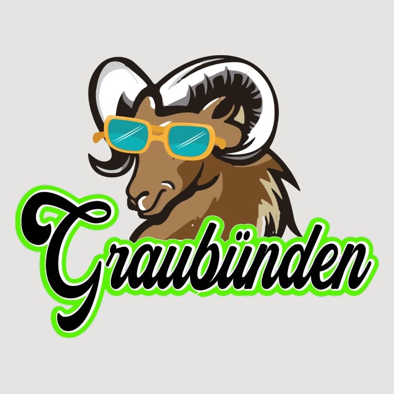 Graubünden Steinbock mit Sonnenbrille