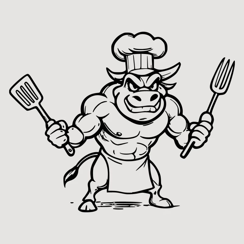 Taureau chef cuisinier 