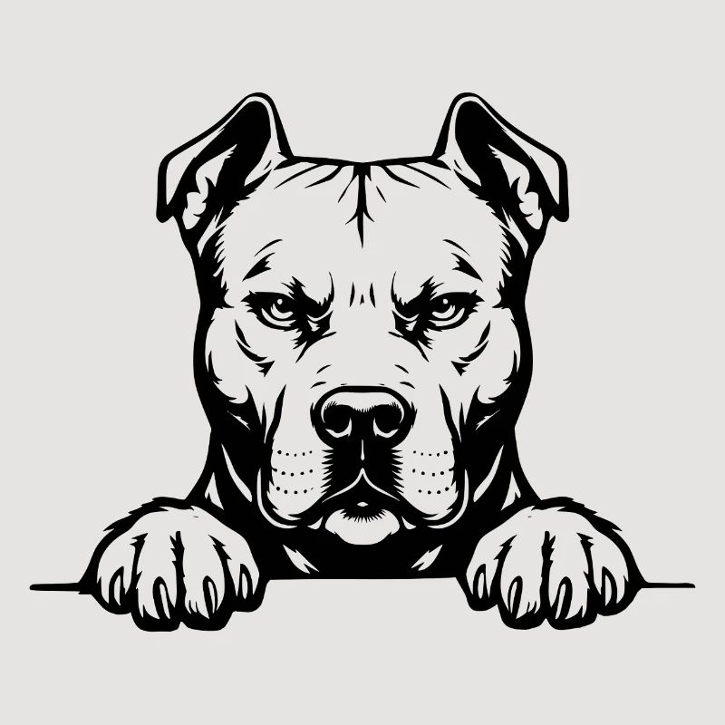 Pitbull Kopf mit Pfoten